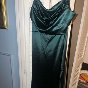 Wedding first long dress, size XL, swoop neck line, slit on side